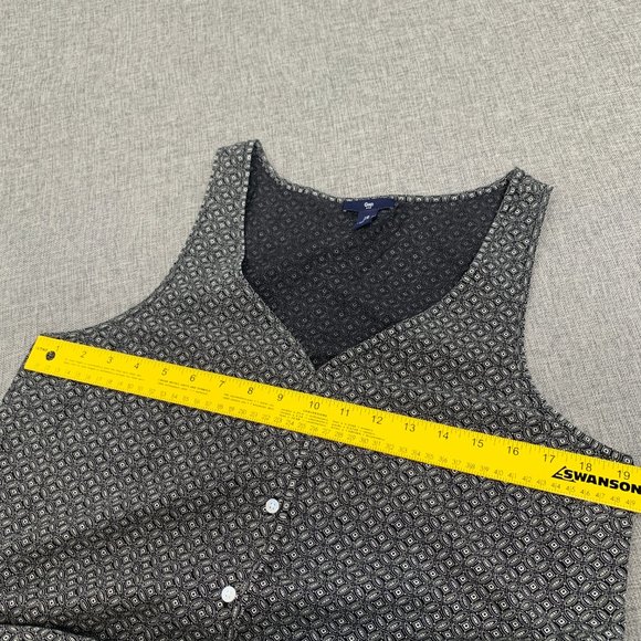 Gap Button‎ Down Sleeveless Blouse Black White Medium Lightweight V-Neckline - Picture 7 of 10
